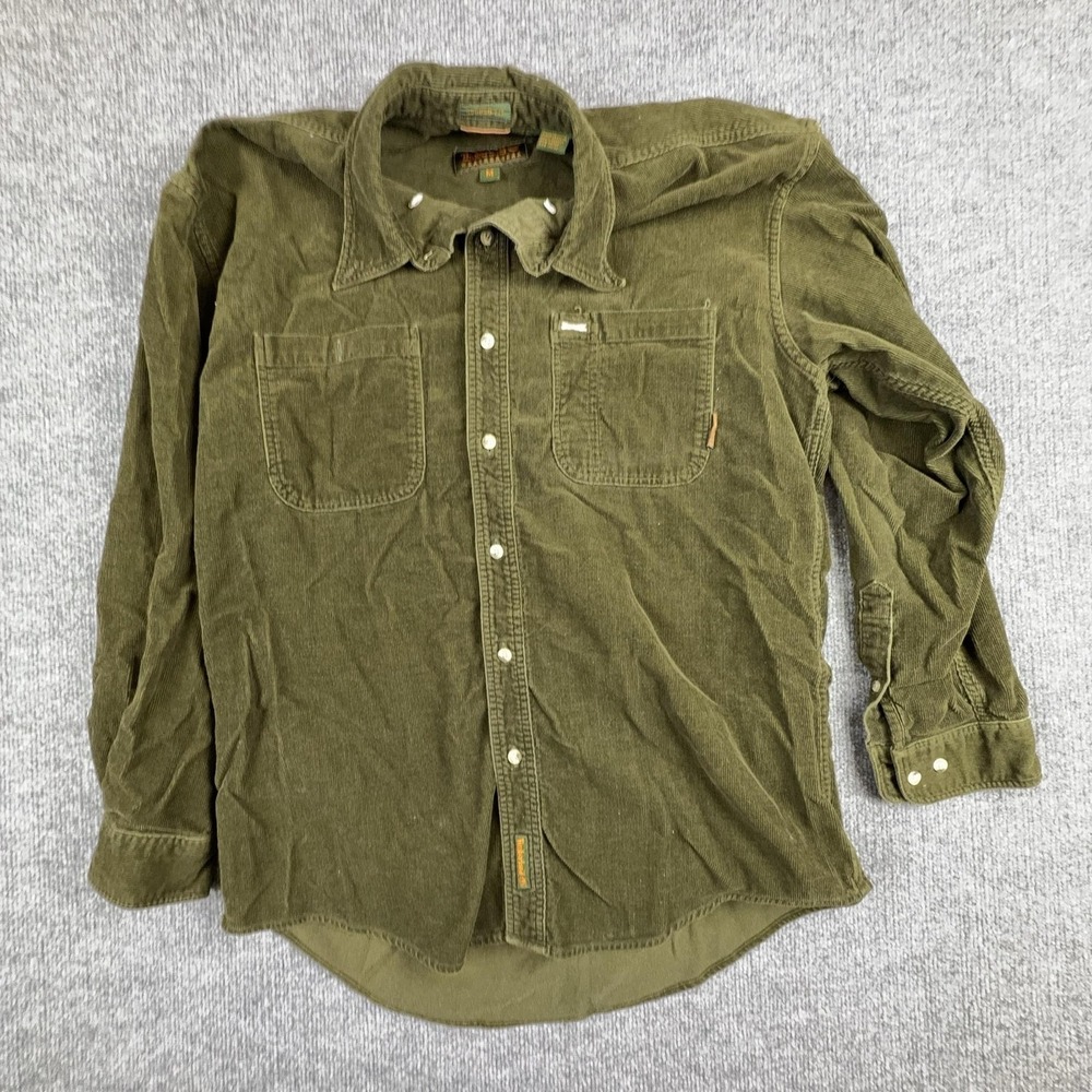 Timberland Shirt Mens Medium Green Corduroy Long Sleeve Button Down‎ Weathergear
